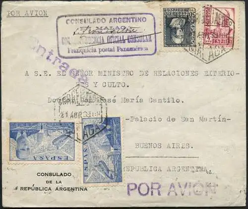 Katapult Spanien 1939 Brief aus Malaga an Außenminister Dr. Cantilo Catapult/505