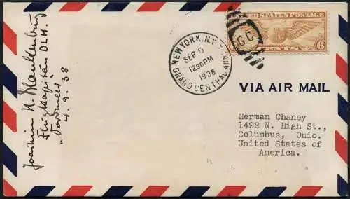 USA 1938 Brief Unterschrift Joachim Blankenburg Nordmeer Katapult Pilot / 1013