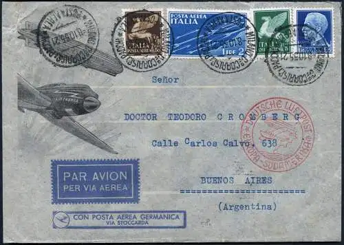 Katapult 1935 Italien Brief Mailand Via Stuttgart Argentinien Catapult 414 / 922