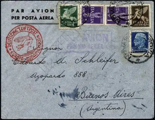 Katapult 1936 Italien Brief Novara Via Stuttgart Argentinien Catapult 467 / 924