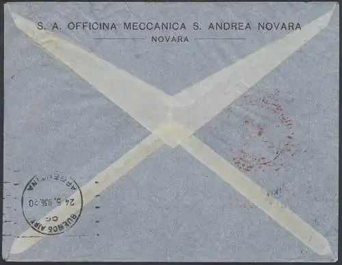 Katapult 1936 Italien Brief Novara Via Stuttgart Argentinien Catapult 467 / 924