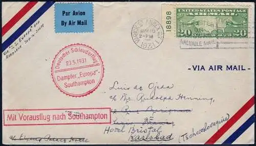 Katapult 1931 USA Dampfer Europa Frankreich Tschechoslowakei 43 a Catapult / 733