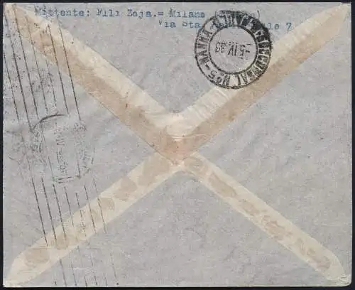 Katapult 1935 Italien Brief Mailand Via Stuttgart Sao Paulo Catapult 372 / 921