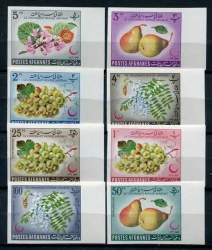 Afghanistan 1962 Roter Halbmond Früchte Pflanze Plants 685-692 B ungezähnt MNH