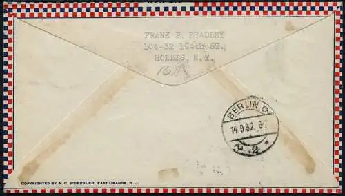 Katapult 1932 USA Dampfer Europa Southampton Berlin Brief 107 a Catapult/ 910