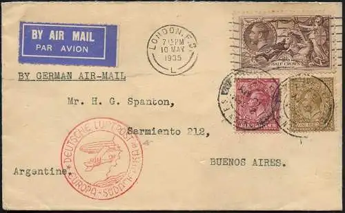 Katapult Grossbritannien 1935 Brief London Berlin Buenos Aires Catapult / 385