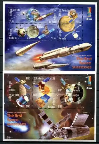 Antigua 2000 Raumfahrt Space Astronauten Weltraum 3181-3192 Block 459-460 MNH