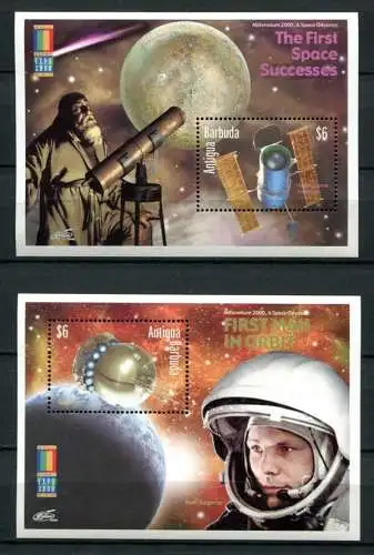 Antigua 2000 Raumfahrt Space Astronauten Weltraum 3181-3192 Block 459-460 MNH