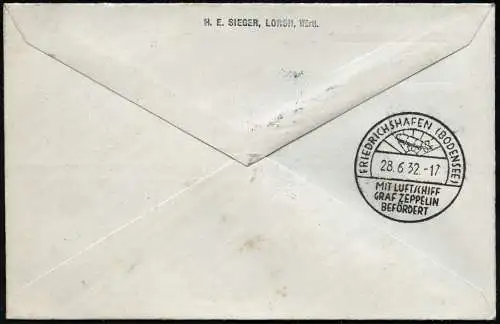 Zeppelin Liechtenstein 1932 Schweizfahrt Sonderbrief Vaduz Staufen Si 167 I/1840