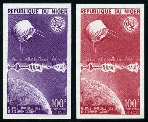 Space Raumfahrt 1971 Niger ITU UIT Satellit 290 U Imperf Farbproben MNH/1229