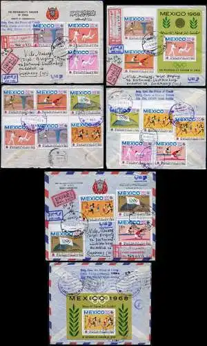 Jemen Yemen Kingdom 1968 Reko-Briefe Express Olympiade 493-502 A/B + Blocks / 38