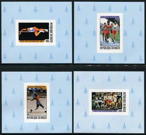 Niger 1980 Olympiade Moskau Olympics 695-698 Deluxe Blocks Postfrisch MNH