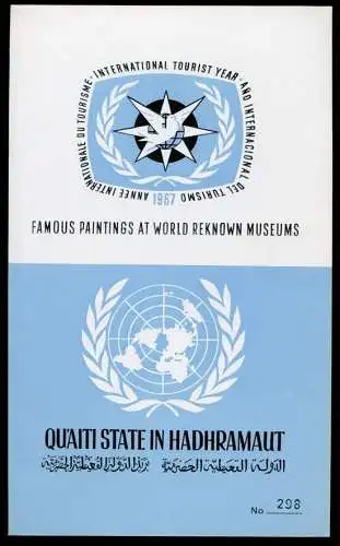 Aden Qu`aiti State Jemen 1967 Gemälde Paintings Booklet Markenheft 169-176 A RAR