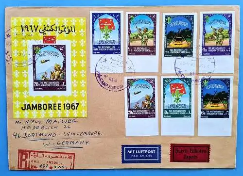 Jemen Yemen Kingdom 1968 Reko-Brief Express 365-371 B  Block 47 Pfadfinder / 16