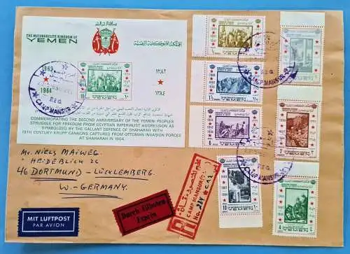Jemen Yemen Kingdom 1968 Reko-Brief Express 240-246 Block 33 Festung Krieg / 15
