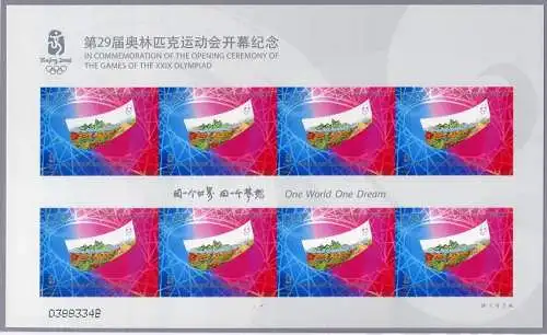 China PRC 2008-18 Olympiade selbstklebend Olympics Sticker 3988 Kleinbogen MNH