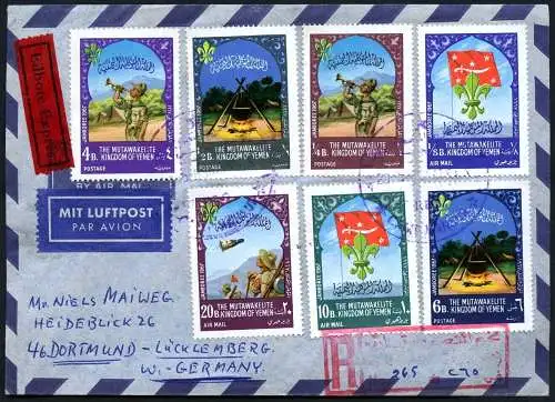 Jemen Yemen Kingdom 1968 Reko-Brief Express Pfadfinder Scouts 365-371 A / 37