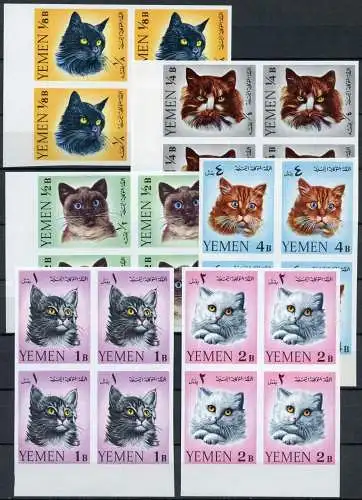 Jemen Yemen Kingdom 1965 Katzen Katzenrassen Cats 173-178 B Imperf Block/4 MNH