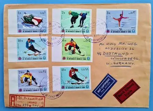 Jemen Yemen Kingdom 1968 Reko-Brief Express Olympiade Grenoble Ungezähnt / 27