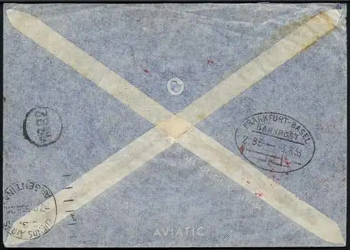 Katapult Schweiz 1938 Brief St. Gallen Buenos Aires Argentinien Catapult 669/486