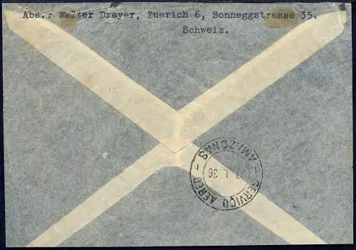 Katapult 1936 Schweiz Zürich Manaus Brasilien Brief MiF Catapult 434 / 929
