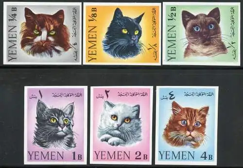 Jemen Yemen Kingdom 1965 Katzen Katzenrassen Cats 173-178 B Imperf MNH