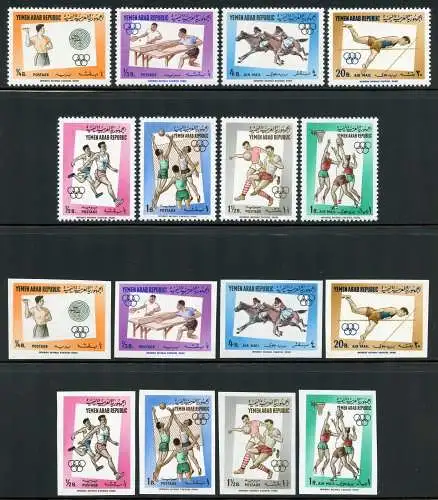 Jemen Yemen North 1964 Sport Tischtennis Fußball 336-343 A/B Perf Imperf MNH