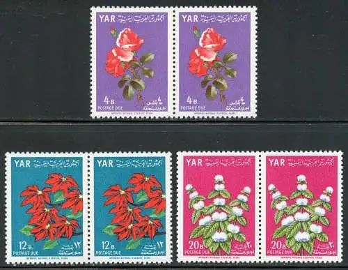 Jemen Yemen North 1964 Blumen Blüten Postage Due Porto P 17-19 Paare MNH