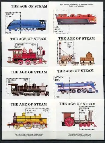 Bhutan 1990 Eisenbahn Trains Railways Block 225-236 Postfrisch MNH