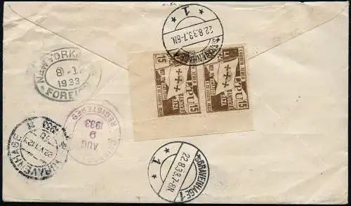 Nicaragua 1933 Reko-AR-Brief via Flugpost Managua Niederlande / 121