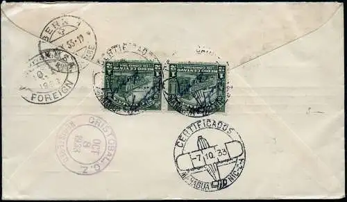 Nicaragua 1933 Reko-AR-Brief via Flugpost Managua Bern Schweiz / 122