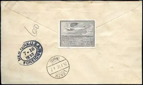 Nicaragua 1932 Reko-Ersttagsbriefbrief FDC 557a Flugpost Lorch WIPA-Vignette/117