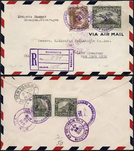 Nicaragua 1930 Reko-Brief via Flugpost Managua New York USA / 112