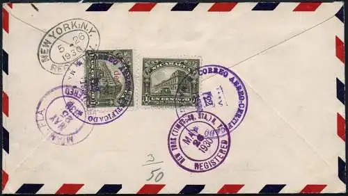 Nicaragua 1930 Reko-Brief via Flugpost Managua New York USA / 112