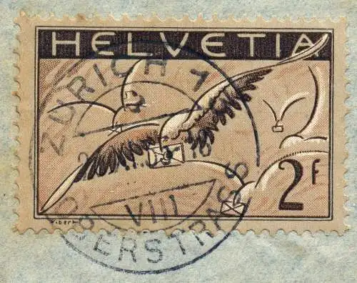 Zeppelin 1935 Schweiz 16. SAF 3. Pendelfahrt Zürich Manaus Si 339 RAR / 2340