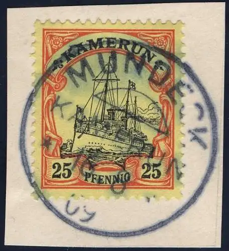 Kamerun 1909 Michel 11 ° Mundeck 16/8/09 Briefstück Luxus / 105