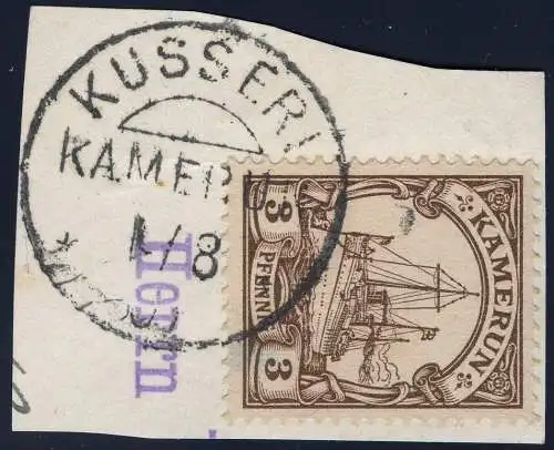 Kamerun 1905 Michel 7 ° Kusseri 1/8/05 Luxus-Briefstück / 109