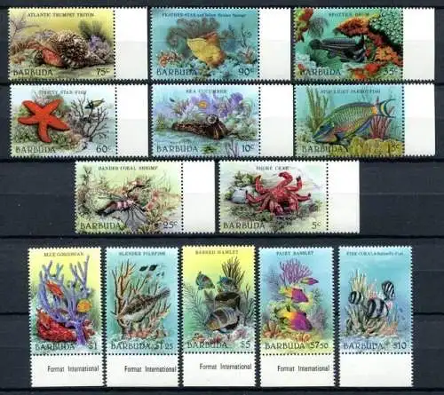 Barbuda 1987 Meerestiere Meeresleben Fische Sea Life Freimarken 973-985 MNH
