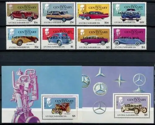 Barbuda 1987 Oldtimer Automobile Cars 934-941 Block 118-119 MNH