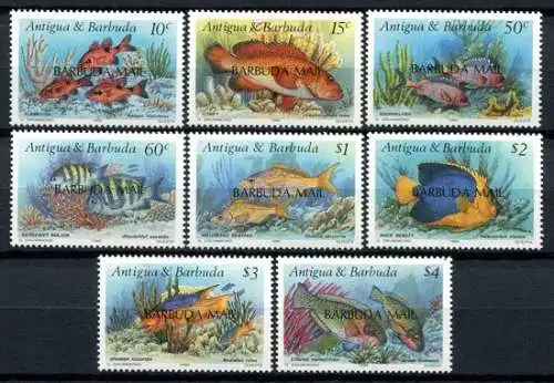 Barbuda 1990 Fische Fishes Poissons Pesci Meerestiere 1220-1227 MNH
