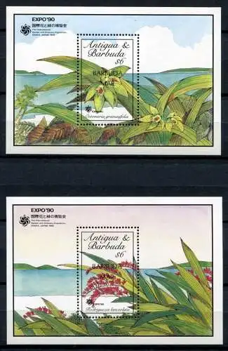 Barbuda 1990 Pflanzen Blüten Blossom Plants Plantes Botanique Block 160-161 MNH