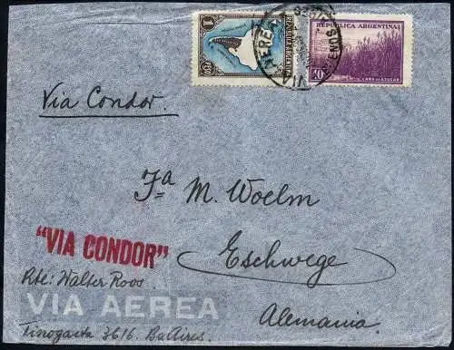 Katapult 1938 Argentinien Notwasserung Zephyr Brief Eschwege Catapult 614 b/ 957