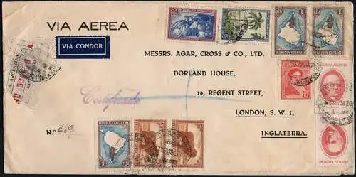 Katapult Argentinien 1938 Reko-Brief 10,80 Pesos London England Catapult / 491