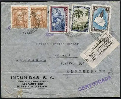 Katapult Argentinien 1939 Reko-Brief 8,02 Pesos Hamburg Alsterdamm Catapult/ 515