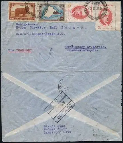 Katapult Argentinien 1938 Brief Buenos Aires Tschechoslowakei Catapult / 493