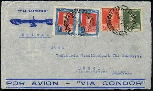 Katapult Argentinien 1934 Brief Buenos Aires Stuttgart Schweiz Catapult / 361