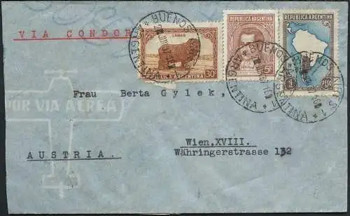 Katapult Argentinien 1937 Reko-Brief Buenos Aires Wien Österreich Catapult / 440