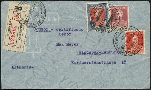 Katapult Argentinien 1935 Reko-Brief Buenos Aires Wandsbek Hamburg Catapult/ 380