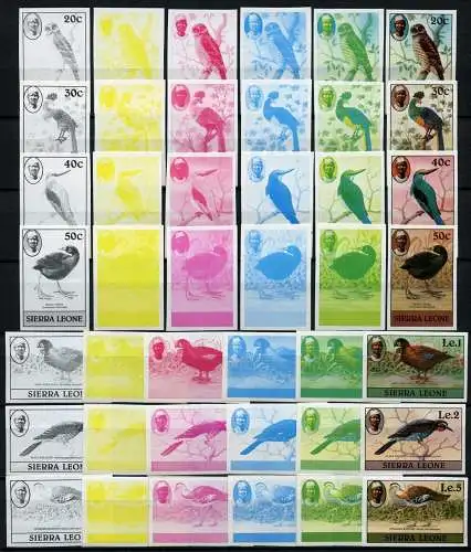 Sierra Leone 1980 Vögel Trappe 590-603 I U Imperf + Phasendrucke (70) MNH / 846