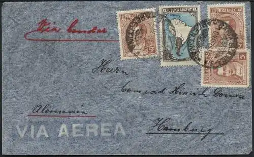 Katapult  Argentinien 1936 Brief Bahia Blanca Bahnpost Hamburg Catapult / 405